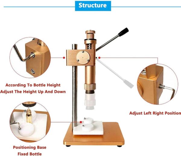 Liquid Plugging Machine for Perfume Bottles, Manual Sealing Machine with Adjustable Height and Several Sealing Diameters ~/