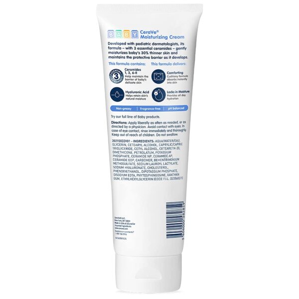 CeraVe Baby Cream, Gentle Moisturizing Cream with Ceramides, Fragrance, Paraben, Dye & Phthalates Free, Rich & Non-Greasy Feel, Gentle Baby Skin Care, 8 Ounce