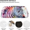 Cute Colorful Zebra Makeup Bag for Women Men Pencil Pouch Travel Small Cosmetic Bag Zippered Toiletry Bags Aesthetic Pen Bags Trendy Storage Bags Leather Coin Pouch Purse