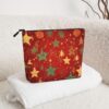 Christmas Star Makeup Bag For Women, Waterproof Linen Travel Cosmetic Organizer Lightweight Zipper Travel Toiletry Bag Organizer Makeup Brushes Storage Bag