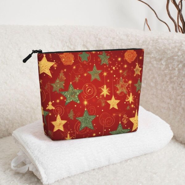 Christmas Star Makeup Bag For Women, Waterproof Linen Travel Cosmetic Organizer Lightweight Zipper Travel Toiletry Bag Organizer Makeup Brushes Storage Bag