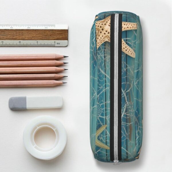 Shell Starfish Pattern Makeup Bag for Women Men Pencil Pouch Travel Small Cosmetic Bag Zippered Toiletry Bags Aesthetic Pen Bags Trendy Storage Bags Leather Coin Pouch Purse