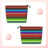 Colorful Mexican Stripes Makeup Bag For Women, Waterproof Linen Travel Cosmetic Organizer Lightweight Zipper Travel Toiletry Bag Organizer Makeup Brushes Storage Bag
