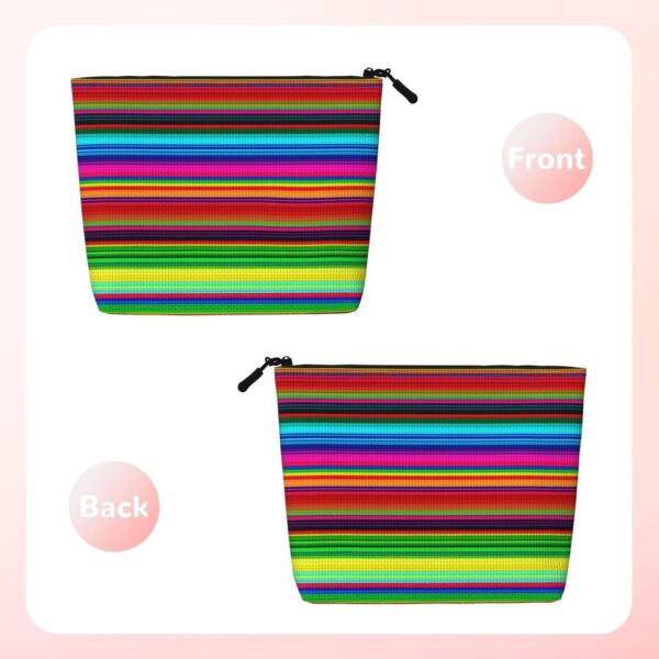 Colorful Mexican Stripes Makeup Bag For Women, Waterproof Linen Travel Cosmetic Organizer Lightweight Zipper Travel Toiletry Bag Organizer Makeup Brushes Storage Bag