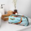 Cartoon Airplane Makeup Bag for Women Men Pencil Pouch Travel Small Cosmetic Bag Zippered Toiletry Bags Aesthetic Pen Bags Trendy Storage Bags Leather Coin Pouch Purse
