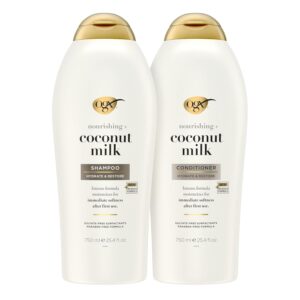 OGX Shampoo and Conditioner Set, Nourishing + Coconut Milk, Sulfate Free Shampoo and Conditioner for Moisturizing & Strengthening Hair Care, 25.4 FL OZ, 2 Pack