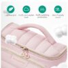 BAGSMART Travel Makeup Bag with Jewelry Organizer, Portable Make Up Bag, Puffy Wide-Opening Cosmetic Storage Pouch for Women’s Toiletries and Travel Essentials (Baby Pink)