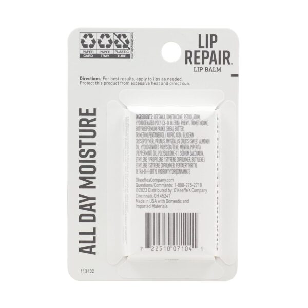 O'Keeffe's Lip Repair Lip Balm With Cooling Relief for Dry, Cracked Lips - Stick (Twin Pack) - Moisturizer for Extremely Cracked, Dry Lips