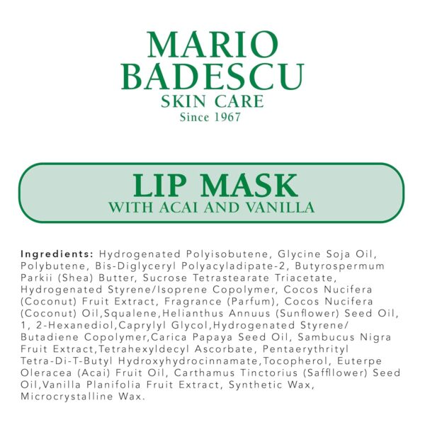 Mario Badescu Lip Mask, Overnight Lip Treatment Enriched With Skin Softening Coconut Oil and Hydrating Shea Butter