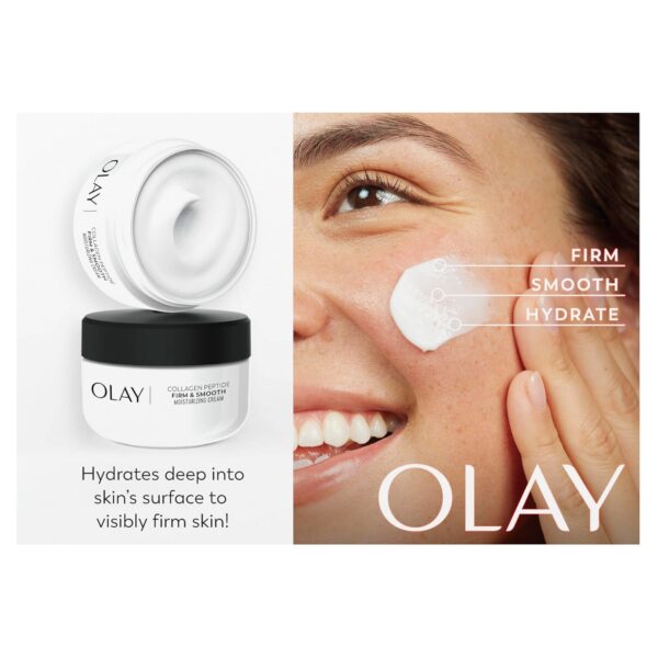 Olay Firm & Smooth Collagen Peptide Face Moisturizer, 2 oz Fragrance Free Firming Face Cream for Hydration and Skin Renewal, Recyclable Eco Jar Packaging
