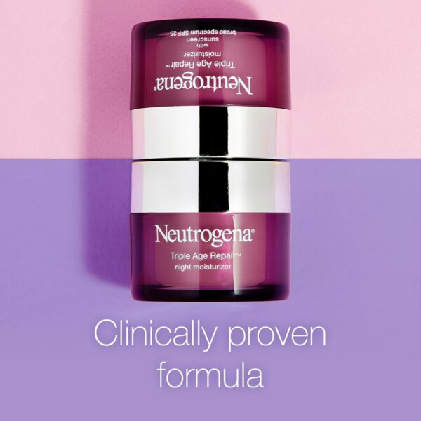 Neutrogena Triple Age Repair Anti-Aging Night Cream Facial Moisturizer, Tone-Evening Dark Spot Remover & Firming Anti-Wrinkle Nighttime Face & Neck Cream, Vitamin C & Glycerin, 1.7 oz