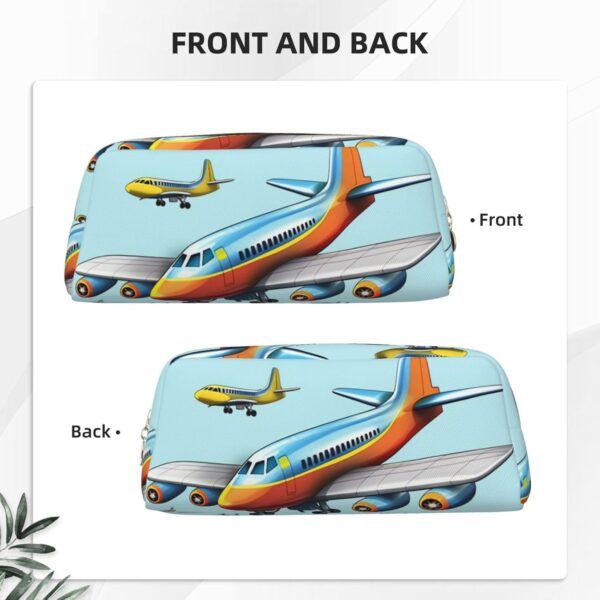 Cartoon Airplane Makeup Bag for Women Men Pencil Pouch Travel Small Cosmetic Bag Zippered Toiletry Bags Aesthetic Pen Bags Trendy Storage Bags Leather Coin Pouch Purse