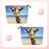 Beach Giraffe Makeup Bag For Women, Waterproof Linen Travel Cosmetic Organizer Lightweight Zipper Travel Toiletry Bag Organizer Makeup Brushes Storage Bag