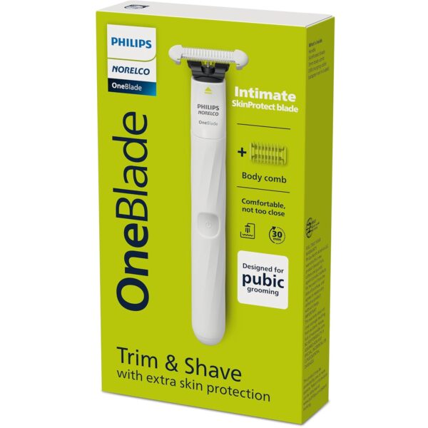 Philips Norelco OneBlade Intimate, Designed for Pubic Grooming, Trim & Shave with Extra Skin Protection, Waterproof, Model QP1924/70