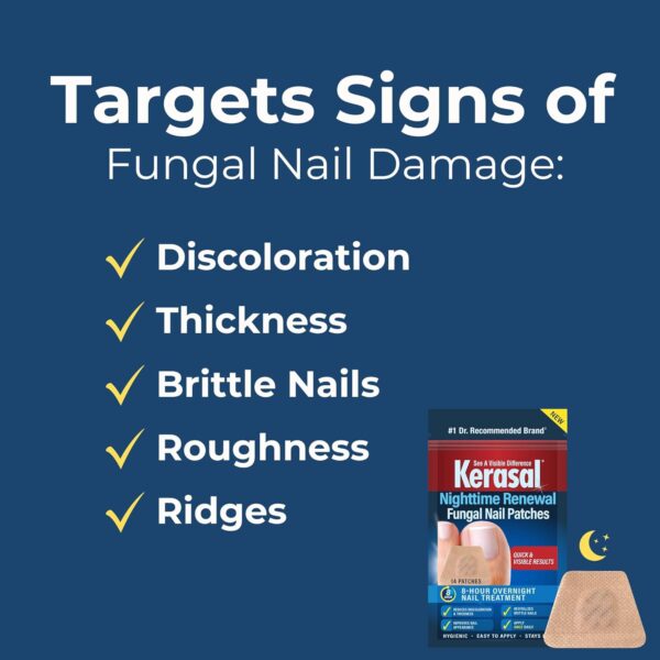 Kerasal Nighttime Renewal Fungal Nail Patches - 14 Patch - Overnight Nail Repair for Nail Fungus Damage, 8-Hour Nail Treatment Restores Healthy Appearance