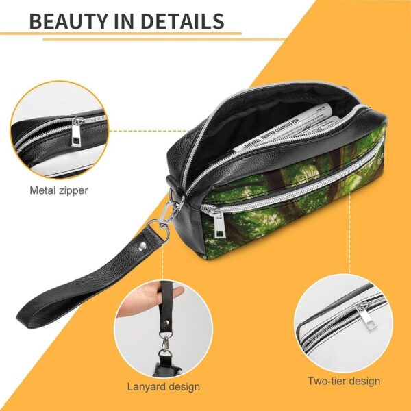 Leather Pencil Cases Thick Tree Pen Pouch Travel Cosmetic Bag for Purse Portable Makeup Brush Bag Holder Coin Purse for Women Makeup Case Purse Organizer