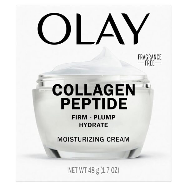 Olay Collagen Peptide Face Moisturizer, Firming Cream for Women, Fragrance-Free, Non-Greasy - Hydrating, Anti-Aging, Anti-Wrinkle, Smooth Fine Lines, Plumping Skin Care - Niacinamide, 1.7 Oz