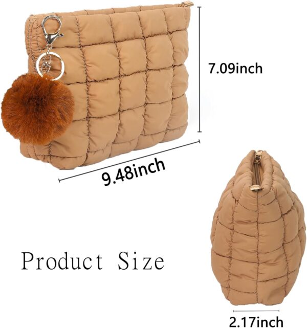 2 Pcs Makeup Bag Travel Cosmetic Bag Makeup Pouch Quilted Bags for Women Toiletry Organizer Pouches (Black+Brown)