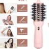 Aima Beauty Worldwide Travel Hair Dryer Brush Dual Voltage Blow Dryer Brush Hot Air Brush with Oval Barrel 360°Airflow for Smooth, Negative Ionic Frizz-Free Drying/Straightening/Voluming, Pink