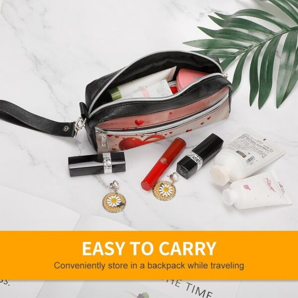 Leather Pencil Cases Romantic Love's Pen Pouch Travel Cosmetic Bag for Purse Portable Makeup Brush Bag Holder Coin Purse for Women Makeup Case Organizer