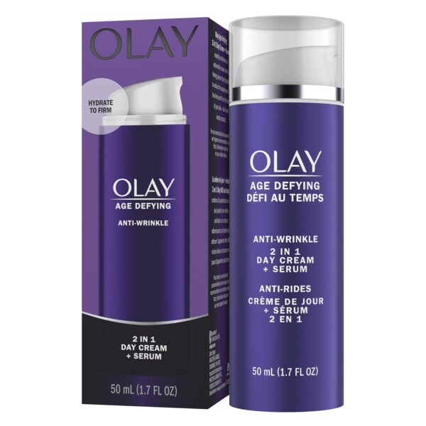 Olay Face Serum by Age Defying Anti-Wrinkle 2-in-1 Day Cream Plus Face Serum, Aloe Vera, 1.7 Fl Oz