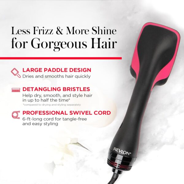 REVLON One-Step Hair Dryer and Styler, All-in-One Detangling and Straightener Brush for Salon-Quality Smooth, Straight Hair, More Shine and Less Frizz, Black