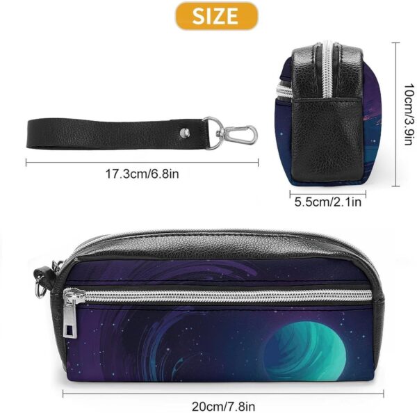 Leather Pencil Cases Cartoon Blue Star Pen Pouch Travel Cosmetic Bag for Purse Portable Makeup Brush Bag Holder Coin Purse for Women Makeup Case Purse Organizer