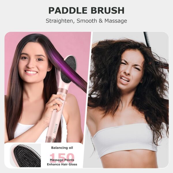 5 in 1 High-Speed Hot Air Styler - Professional Frizz-Free Hair Dryer Brush, Fast Drying Hair Dryer, No Heat Damage Air Styler Wrap - Curl, Volumize, Straighten with Travel Bag