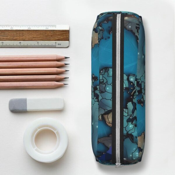 Map Makeup Bag for Women Men Pencil Pouch Travel Small Cosmetic Bag Zippered Toiletry Bags Aesthetic Pen Bags Trendy Storage Bags Leather Coin Pouch Purse