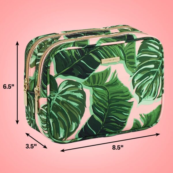 Conair Makeup Bag - Travel Toiletry Bag - Cosmetic Bag - Toiletry Bag for Women - Double Zip Organizer - Pink Palm Print