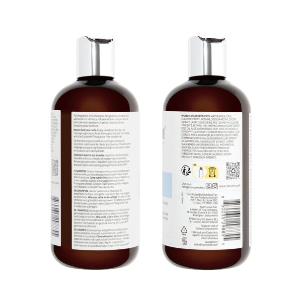 CURLSMITH Fragrance-Free Shampoo 12 oz | Gently Cleanses Hair, Leaves Curls Feeling Silky and Moisturized