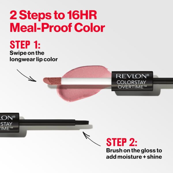 Revlon Liquid Lipstick with Clear Lip Gloss, ColorStay Overtime Lipcolor, Dual Ended with Vitamin E, 540 Unstoppable Nude, 0.07 Fl Oz