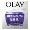 Olay Retinol Face Moisturizer, 24 MAX Anti-Aging Night Cream for Women, Fragrance-Free, Non Greasy - Anti-Wrinkle, Smooth Fine Lines, Tightening, Hydrating Skin Care - Peptides, Glycerin, 1.7 Oz