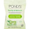 Pond's Purify & Refresh Facial Wipes with Aloe Vera, Makeup Remover, Gently Cleanses and Hydrates, Pre Moistened, 10 Count, 4-Pack (40 Wipes)
