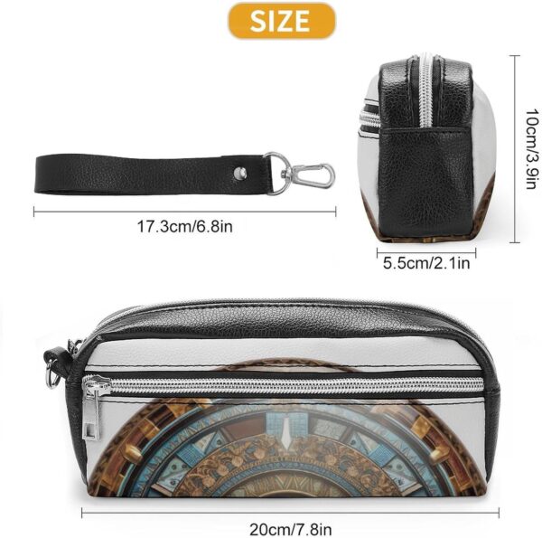 Leather Pencil Cases Brown Round Pen Pouch Travel Cosmetic Bag for Purse Portable Makeup Brush Bag Holder Coin Purse for Women Makeup Case Organizer