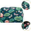Travel Makeup Bag for Women, Fantasy Dragonflies and Lotus Flowers Vintage Style Travel Cosmetic Bag Pencil Case Portable Makeup Pouch Toiletry Bag for Girls