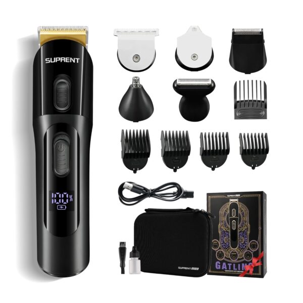 SUPRENT Beard Trimmer for Men - 16 Pieces Mens Grooming Kit with Electric Beard Trimmer, Adjustable Hair Trimmer, Hair Clippers, Razors for Beard, Hair, Body, Groin, Nose & Ear, Waterproof IPX7