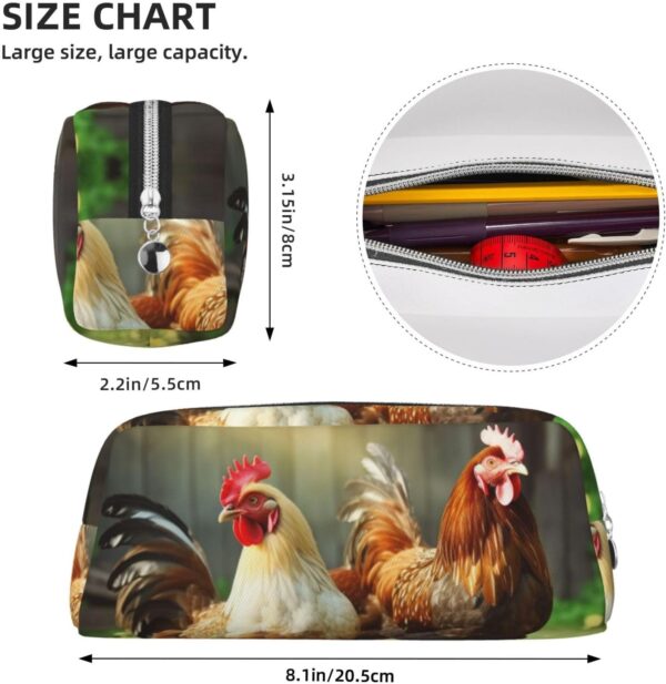 Farm Rustic Chickens Makeup Bag for Women Men Pencil Pouch Travel Small Cosmetic Bag Zippered Toiletry Bags Aesthetic Pen Bags Trendy Storage Bags Leather Coin Pouch Purse