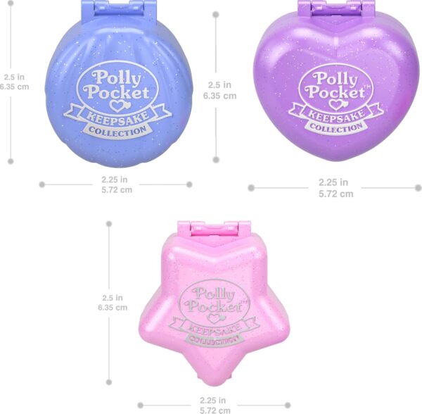 Polly Pocket Collector Dolls & Compact Playset, Heritage Ring Box 3 Pack, Keepsake Collection Jewelry Case