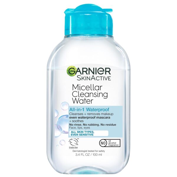 Garnier Micellar Water Travel Size Take-off Kit, All-In-1 Facial Cleanser & Makeup Remover, Mini All-In-1 Micellar + Mini Remover for Waterproof Makeup
