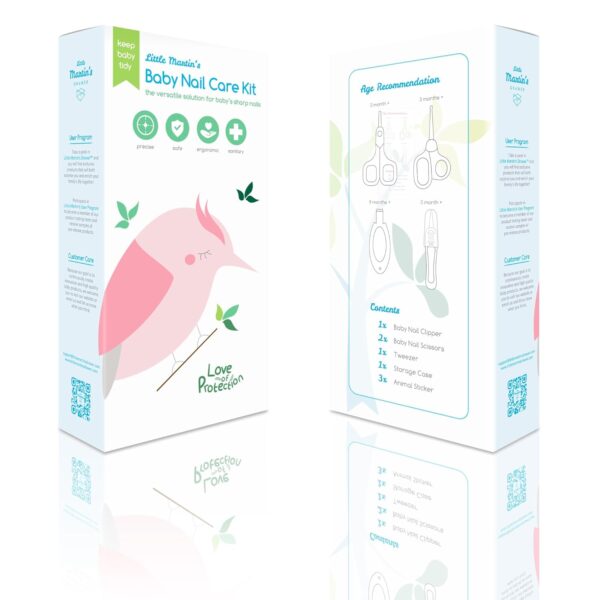 Little Martin's: Baby Nail Care Kit - Blue - 4pc Grooming Set, 1 Clipper, 2 Scissors, 1 Tweezer, Storage Case, Ergonomic Design, Infant-Baby-Kids