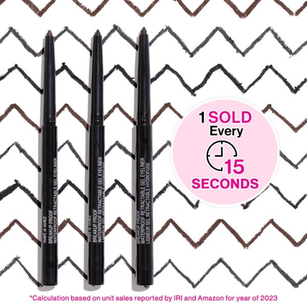 wet n wild Mega Last Breakup Proof Retractable Eyeliner - Waterproof 16-Hour Long-Lasting Wear, Cruelty-Free & Vegan - Blackest Black