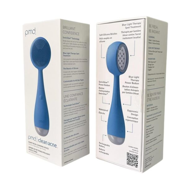 718Y-k1CT8L._SL1500_.jpg PMD Beauty Facial Cleansing Brush - Smart Silicone Brush with Blue Light Treatment - SonicGlow Vibration - Waterproof Device for Acne