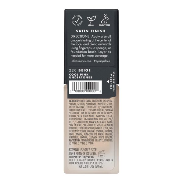 e.l.f. Flawless Finish Foundation, Improves Uneven Skin Tone, Lightweight, Medium Coverage & Semi-Matte, Vegan & Cruelty-Free, Beige 0.68 Fl Oz