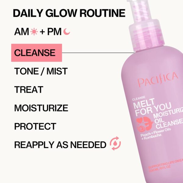Pacifica Melt For You Facial Cleansing Oil – Hydrating Daily Face Wash & Makeup Remover Oil Cleanser for All Skin Types, Gentle Non-Comedogenic, Vegan, Clean Beauty, Dermatologist Tested 8 fl oz