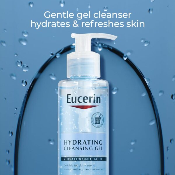 Eucerin Hydrating Cleansing Gel, Daily Face Wash and Makeup Remover Formulated with Hyaluronic Acid, 6.8 Fl Oz Bottle