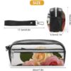 Leather Pencil Cases Roses Flower Pen Pouch Travel Cosmetic Bag for Purse Portable Makeup Brush Bag Holder Coin Purse for Women Makeup Case Organizer
