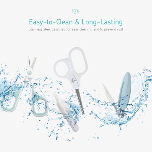 Little Martin's: Baby Nail Care Kit - Blue - 4pc Grooming Set, 1 Clipper, 2 Scissors, 1 Tweezer, Storage Case, Ergonomic Design, Infant-Baby-Kids