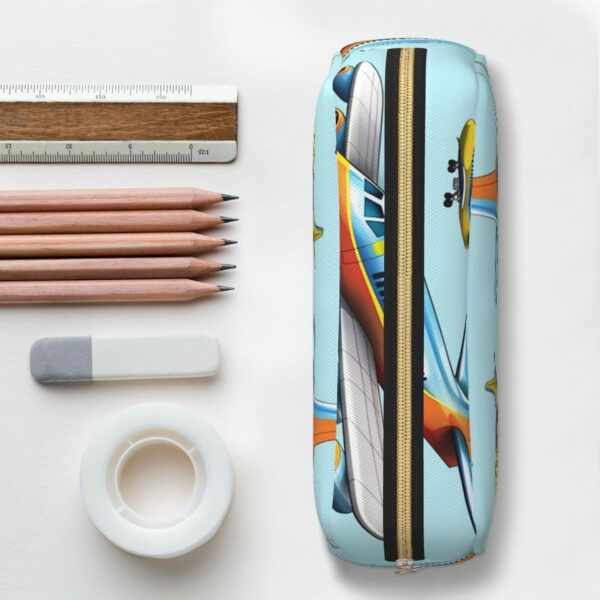 Cartoon Airplane Makeup Bag for Women Men Pencil Pouch Travel Small Cosmetic Bag Zippered Toiletry Bags Aesthetic Pen Bags Trendy Storage Bags Leather Coin Pouch Purse