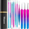 Pimple Popper Tool Kit - Ybaoo 10 Pcs Blackhead Remover Comedone Extractor Kit with Metal Case for Quick and Easy Removal of Blackheads, Zit Removing, Facial and Nose(Colorful)